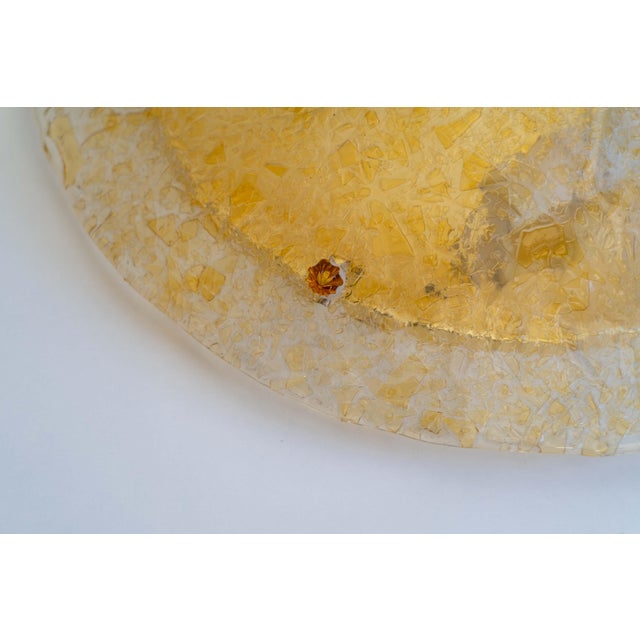 Hollywood Regency Clear and Golden Murano Glass Flush Mount with Brass Base from Sylcom Lighting, 1990s For Sale - Image 3 of 18