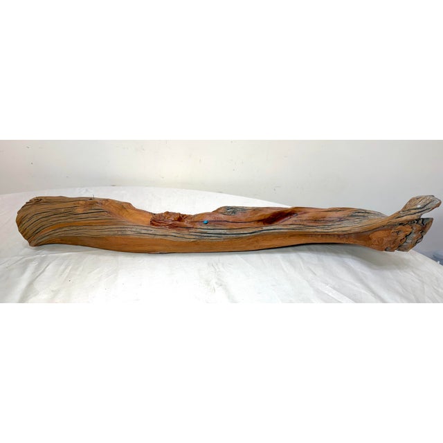 Turquoise Vintage 75' Hand Carved Native American Indian Drift Wood Stone Wall Sculpture For Sale - Image 8 of 13