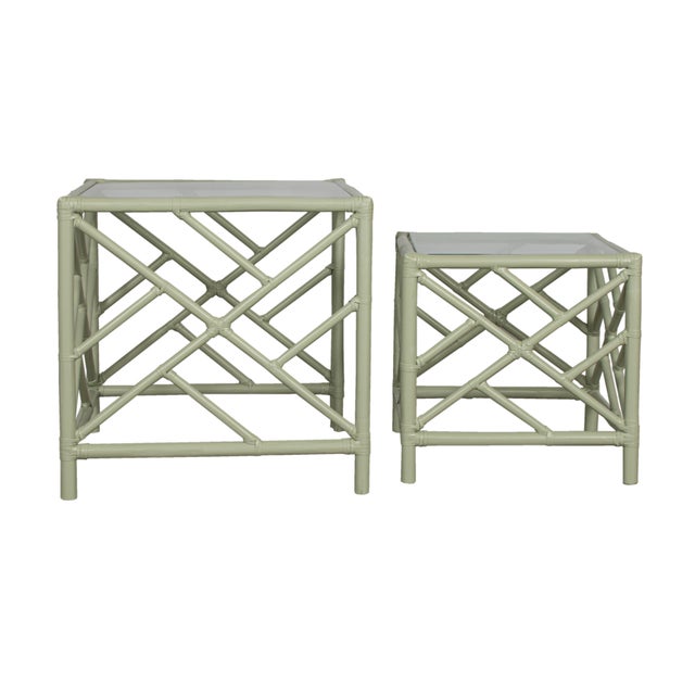 Light Green Chippendale Nesting Tables - Celery green For Sale - Image 8 of 8