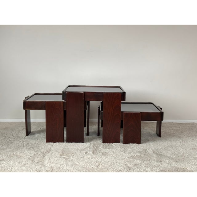Mid-Century Modern Vintage Italian Nesting Tables by Gianfranco Frattini for Cassina, Set of 3 For Sale - Image 3 of 18