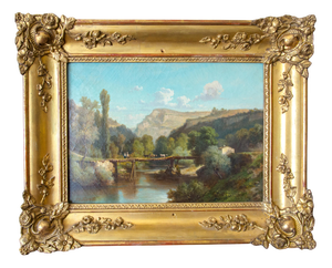 Nicolas-Victor Fonville, Landscape with a Bridge, 19th Century, Oil on Canvas