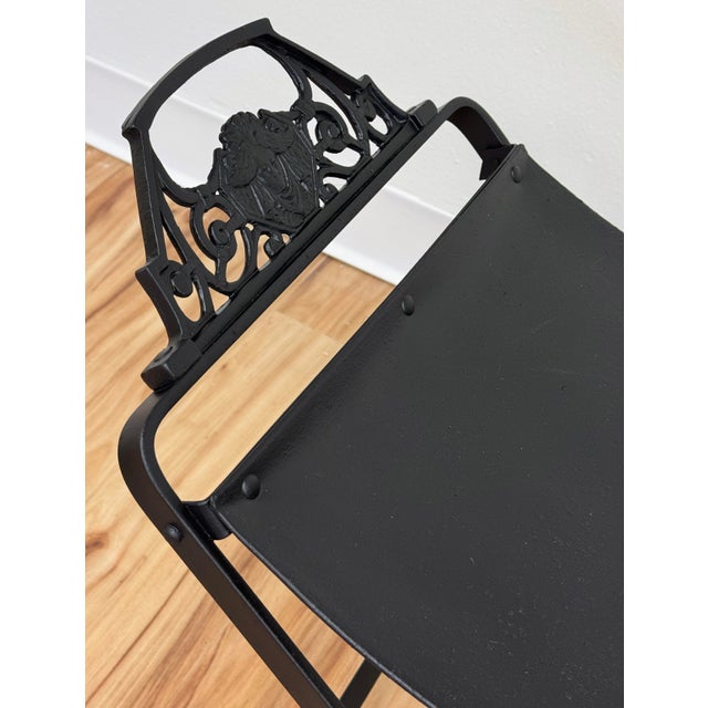 Metal Vintage Oscar Bach Attributed Wrought Iron Vanity Stool For Sale - Image 7 of 9