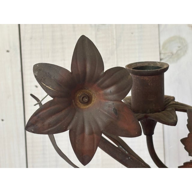 French Country Antique French Iron Candelabra, Grapes and Wheat Motif For Sale - Image 3 of 16
