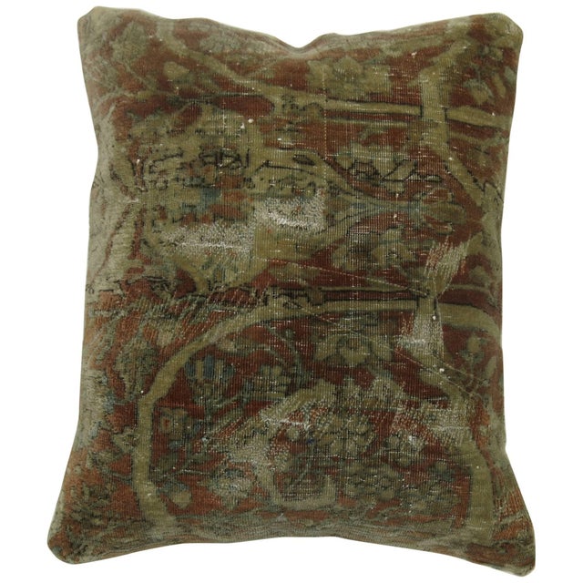 Pillow made from a 19th century Mohtasham Kashan rug with lazy line texture. zipper closure and poly fill insert provided...
