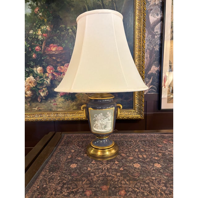 1900 - 1909 1900s Victorian Pâte-Sur-Pâte Porcelain Table Lamp For Sale - Image 5 of 9