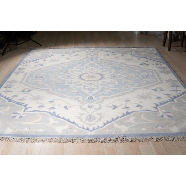 2020s 6x9 Soft Color Persian Heriz Tribal Design Stylish Trendy Hand Knotted Wool Rug For Sale - Image 5 of 8
