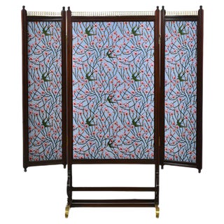 Walnut and Brass Mounted Folding Double Sided Low Screen For Sale