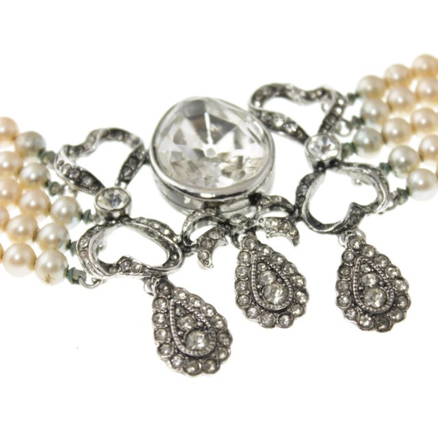 Modern Kenneth Lane Pearl and Rhinestone Necklace For Sale - Image 3 of 5