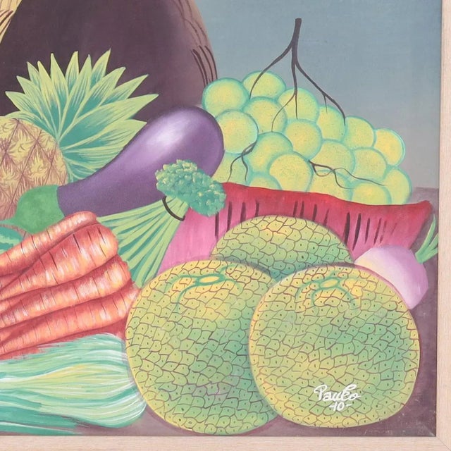 Mid-Century Modern Haitian Painting of Fruit and Vegetables For Sale - Image 3 of 8