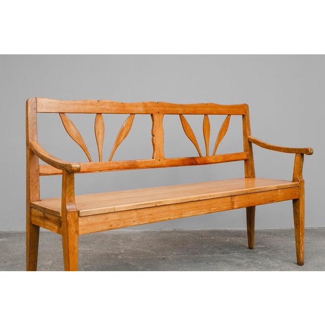Biedermeier Oak and Pine Bench, Early 19th Century For Sale - Image 6 of 14
