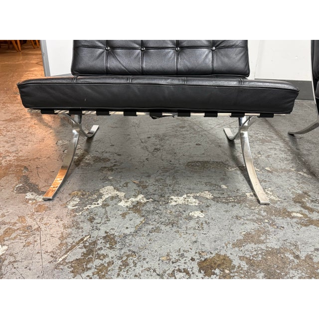 Black Alphaville Design Exposition Barcelona Style Lounge Chairs + Ottoman, Set of Three For Sale - Image 8 of 12