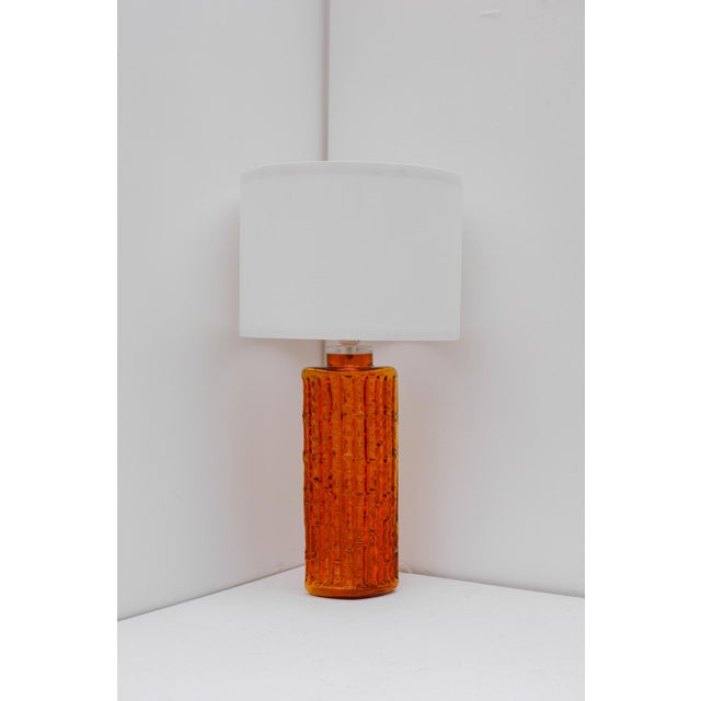 Red Grand Orange Glass Table Lamp by Gustav Leek for Orrefors, Sweden For Sale - Image 8 of 18