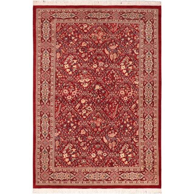Floral 1990's Tabriz Pak-Persian Red/Tan Wool Rug - 6'1'' X 9'2'' For Sale - Image 9 of 9