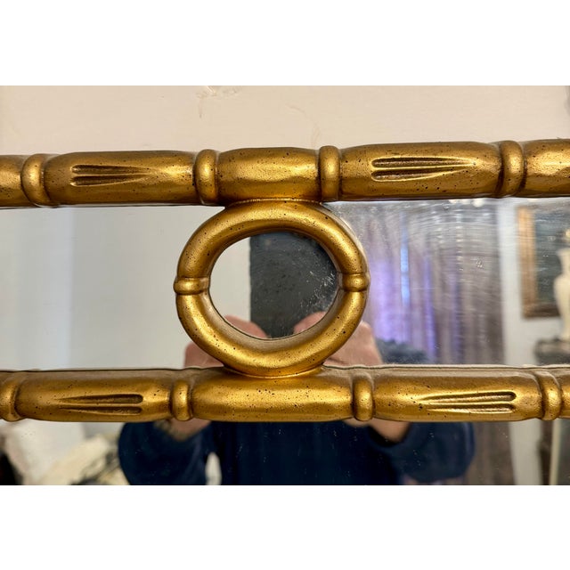 Chinese Chippendale Style Faux Bamboo Greek Key Gold Wall Mirror For Sale In New York - Image 6 of 12
