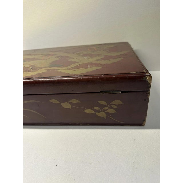 1920s Antique Japanese Lacquer Box with Crane Motif, 1920s For Sale - Image 5 of 13
