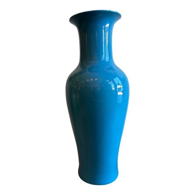 1970s Large Blue Glazed Terracotta Jardiniere For Sale