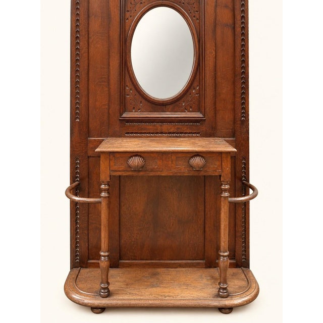 Napoleon III Style Oak Entryway Wardrobe with Beveled Mirror For Sale - Image 6 of 10