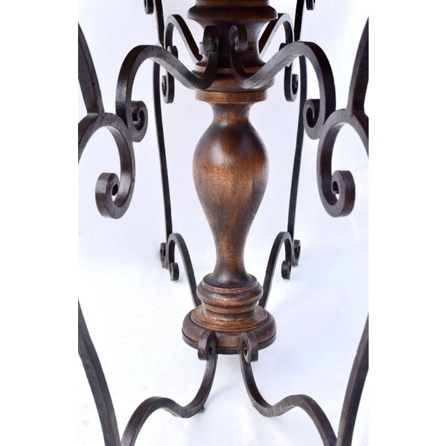 Chestnut Spanish Colonial Console Table, Forged Iron & Oak, Italy, 1990s For Sale - Image 8 of 11