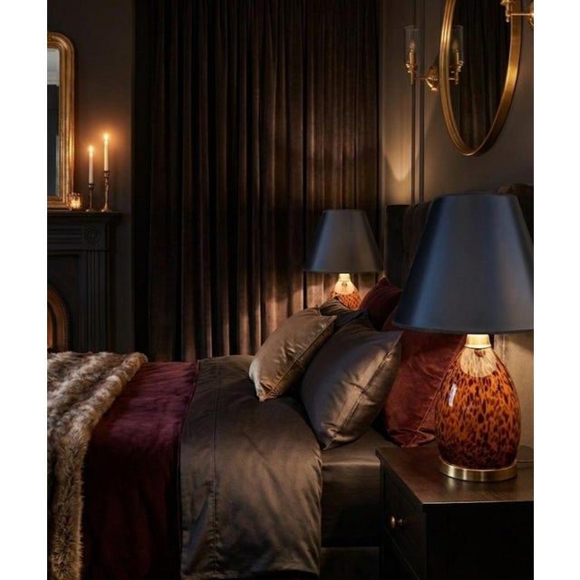 Vintage Blown Tortoiseshell Glass Brass Regency Table Lamp For Sale In West Palm - Image 6 of 7