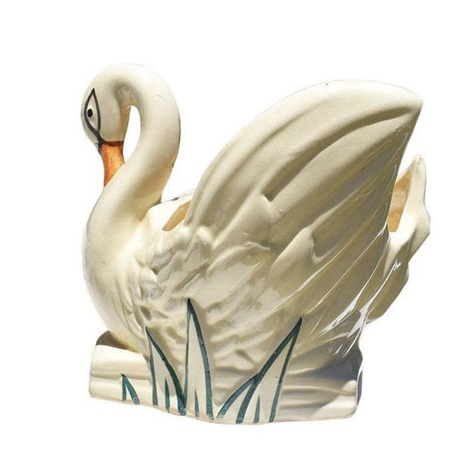 Mid-Century Modern Mid Century Modern White Ceramic Swan Planter by McCoy For Sale - Image 3 of 6