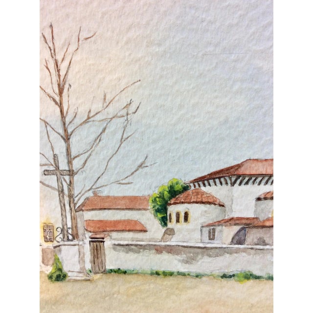 Paper Mid 20th Century French Watercolor Painting, Ouches Pres Roanne For Sale - Image 7 of 10