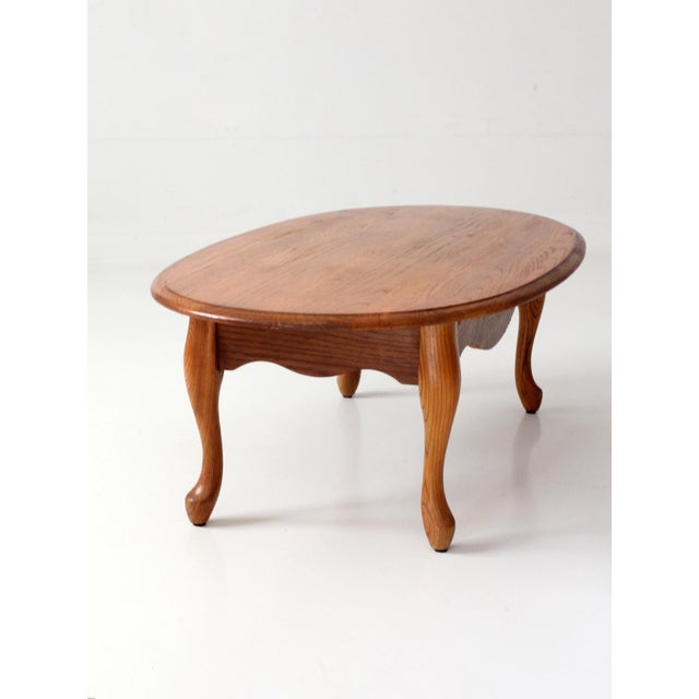 Vintage Oak Oval French Provincial Coffee Table For Sale - Image 4 of 17