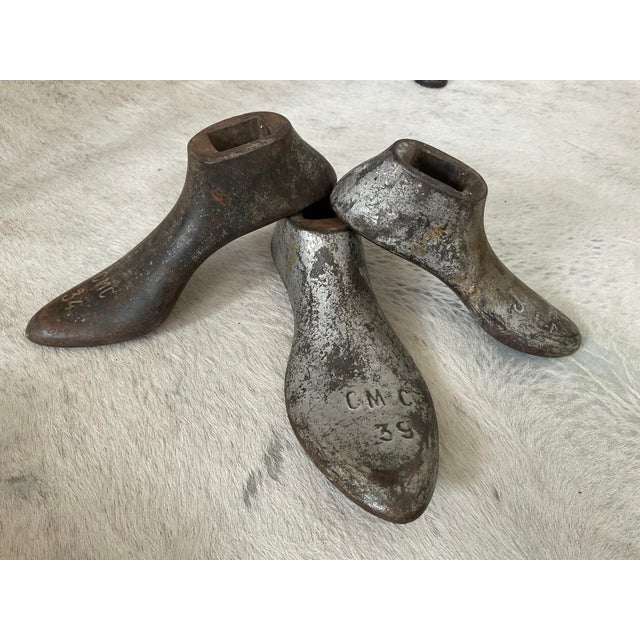 Early 20th Century Cast Iron Cobbler's Shoe Molds Set of 3 For Sale In Raleigh - Image 6 of 17