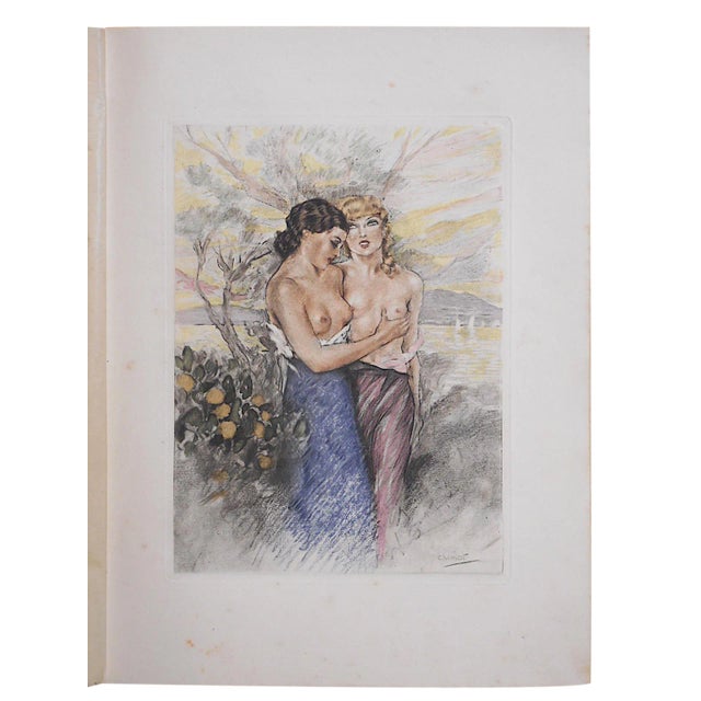 Vintage Ltd. Edition Hand Colored Etching-Signed-Listed French Artist-Edouard Chimot-1936 For Sale