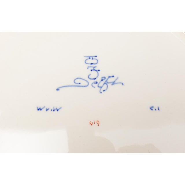 Mid 20th Century Royal Delft Antique Hand Painted Pijnacker Imari Style Porcelain Wall Plate For Sale In Miami - Image 6 of 7