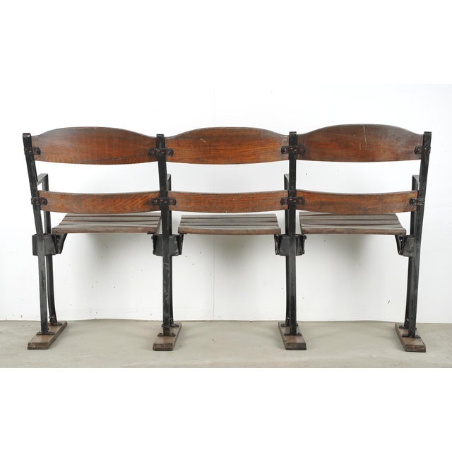 Early 20th Century Reclaimed Three Seater Wooden Folding Stadium Seats For Sale - Image 15 of 16