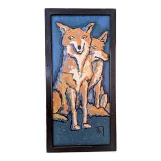 "Evening Pair" original painting by Mikel Davison Large Modern American Folk Art Painting For Sale