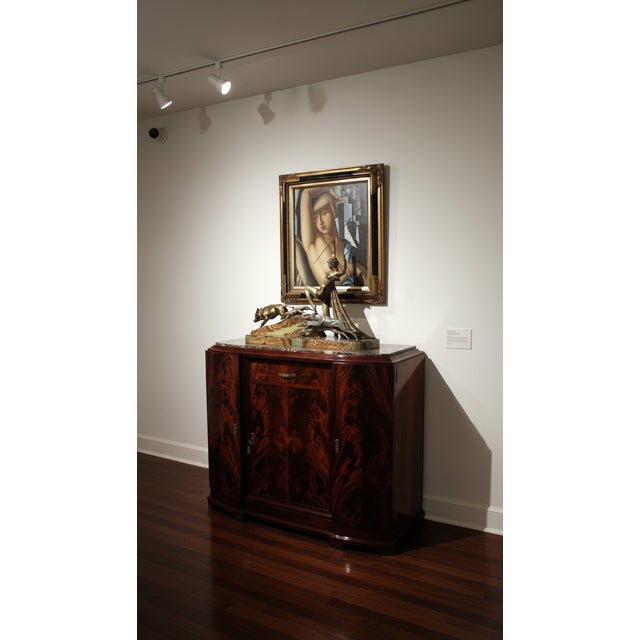 Museum-Quality French Art Deco Sideboard With Spectacular Limousin Bronze Sculpture For Sale - Image 10 of 11