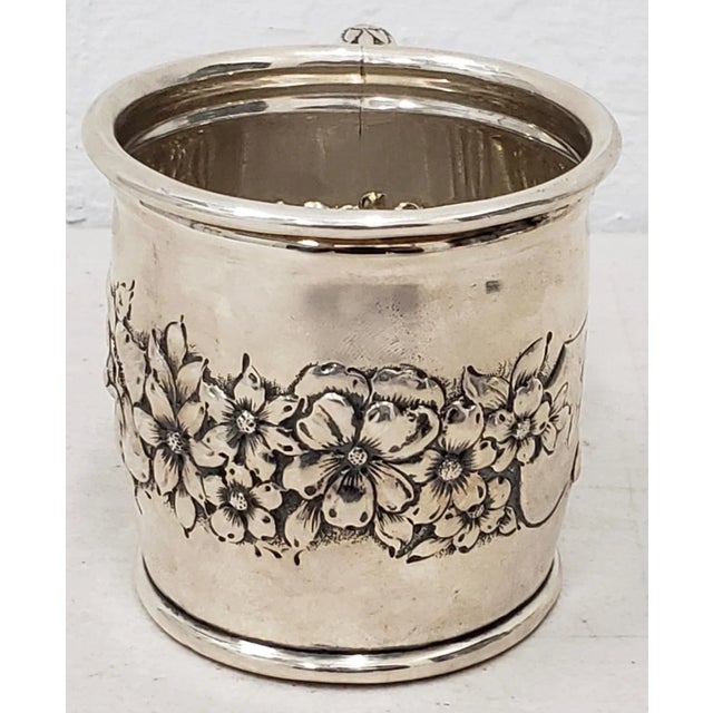 Late 19th Century Sterling Silver Christening Cup w/ Floral Pattern c.1895 Fine sterling christening cup with hallmarks...