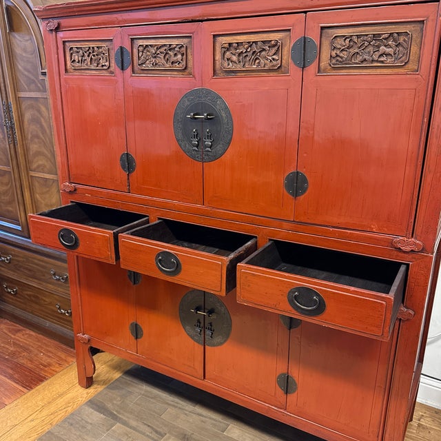 Vintage Asian Lacquered Cabinet For Sale - Image 11 of 12