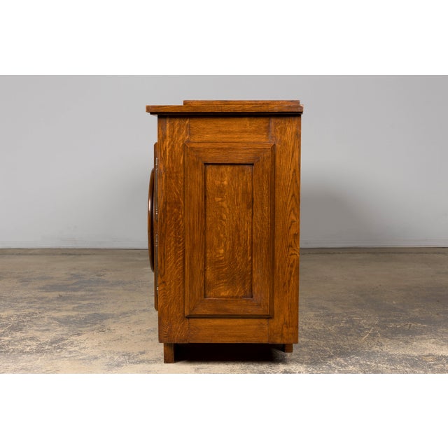 1940s French Art Deco Brutalist Oak Sideboard in the Style of Charles Dudouyt For Sale - Image 10 of 16