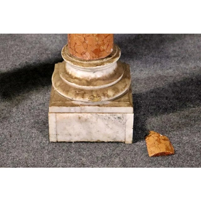 Classical Roman Gorgeous Tall 66 Inch Pair Corinthian Carved Marble Columns For Sale - Image 3 of 12