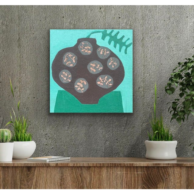 Contemporary Vessel With Fern Leaf For Sale - Image 3 of 5