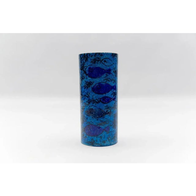 Mid-Century Modern Handmade Fish Motif Ceramic Vase by Londi for Bitossi, 1960s The color is very bright and extremely...