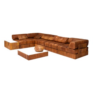 DS-88 Landscape Sectional Sofa in Cognac Tan Leather from de Sede, 1970s, Set of 25 For Sale