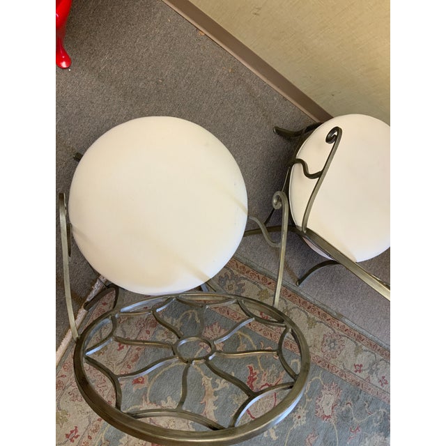 Silver 21st Century Pair of Hollywood Regency Iron Armchairs With Pewter Finish For Sale - Image 8 of 9