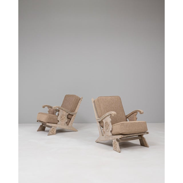 French Provincial 20th Century French Oak Armchairs With Upholstered Seats And Backs - A Pair For Sale - Image 3 of 18