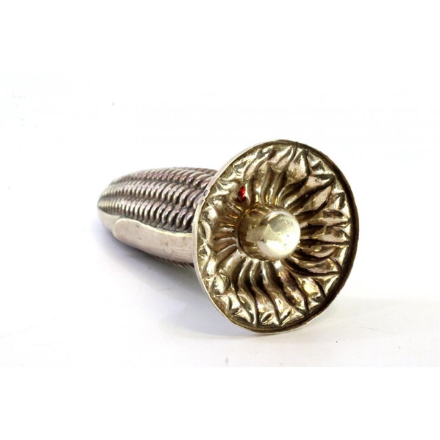 Corncob-Shaped Silver Toothpick Holder with Reliefs For Sale - Image 3 of 7