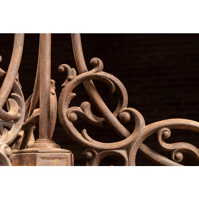 Antique Cast Iron Gothic Revival Three-Light Chandelier For Sale - Image 10 of 13
