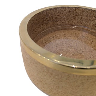 1970s Italian Cork Bowl With 24k Gold-Plated Rim For Sale