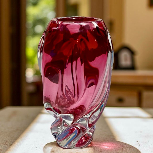 A vintage art glass vase designed by Josef Hospodka for the renowned Chribska glassworks in Czechoslovakia, one of...