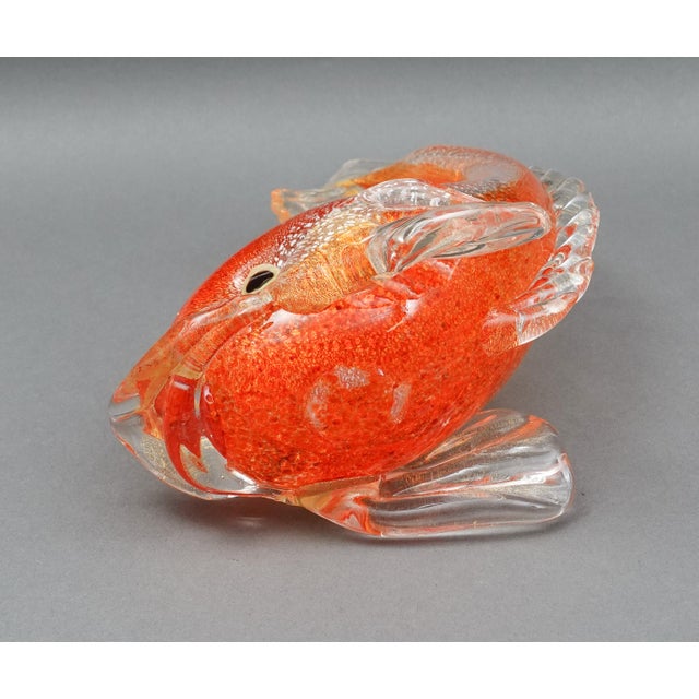 Vintage Italian Murano Attributed Gold Fleck Orange Hand Blown Art