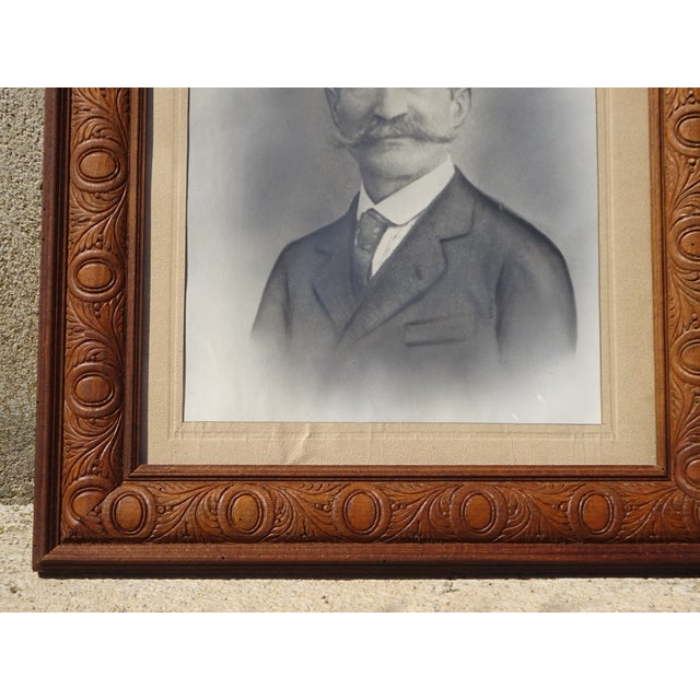 Wooden Picture Frame with Portrait Photograph, 1930s For Sale - Image 10 of 16