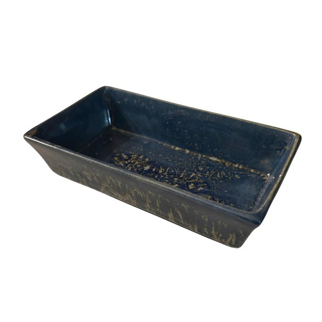 Ceramic Speckled Blue Mid 20th Century Ceramic Box For Sale - Image 7 of 10