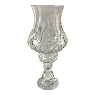1970's 2 Pc Hurricane Candle Holder & Globe, 24% Lead Crystal by Block Poland For Sale