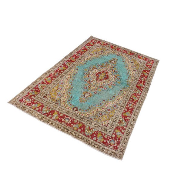 Shabby Chic Shabby Chic1990's Vintage Blue/Red Wool Rug - 8'0'' X 11'10'' For Sale - Image 3 of 10
